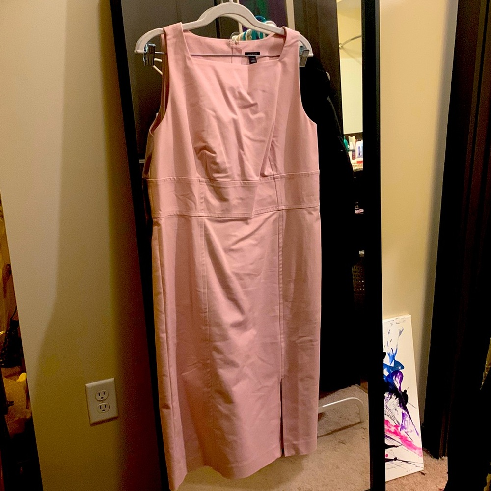 Ann Taylor Sleeveless Square Neck Sheath Dress with Slit